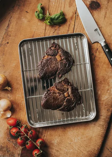 Gili ガストロパン - Stainless steel, with rack, 31.5x24.5 cm - Dorre
