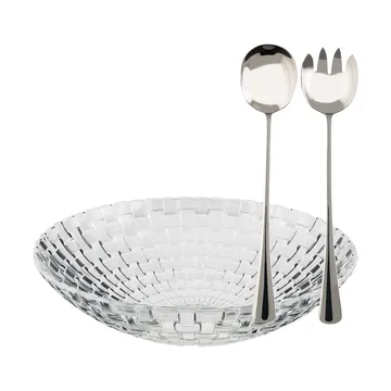Glitter サラダボウルセット - Glass-stainless steel, 3 pieces - Dorre
