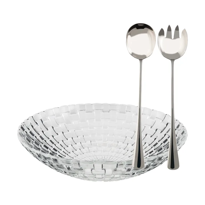 Glitter サラダボウルセット - Glass-stainless steel, 3 pieces - Dorre