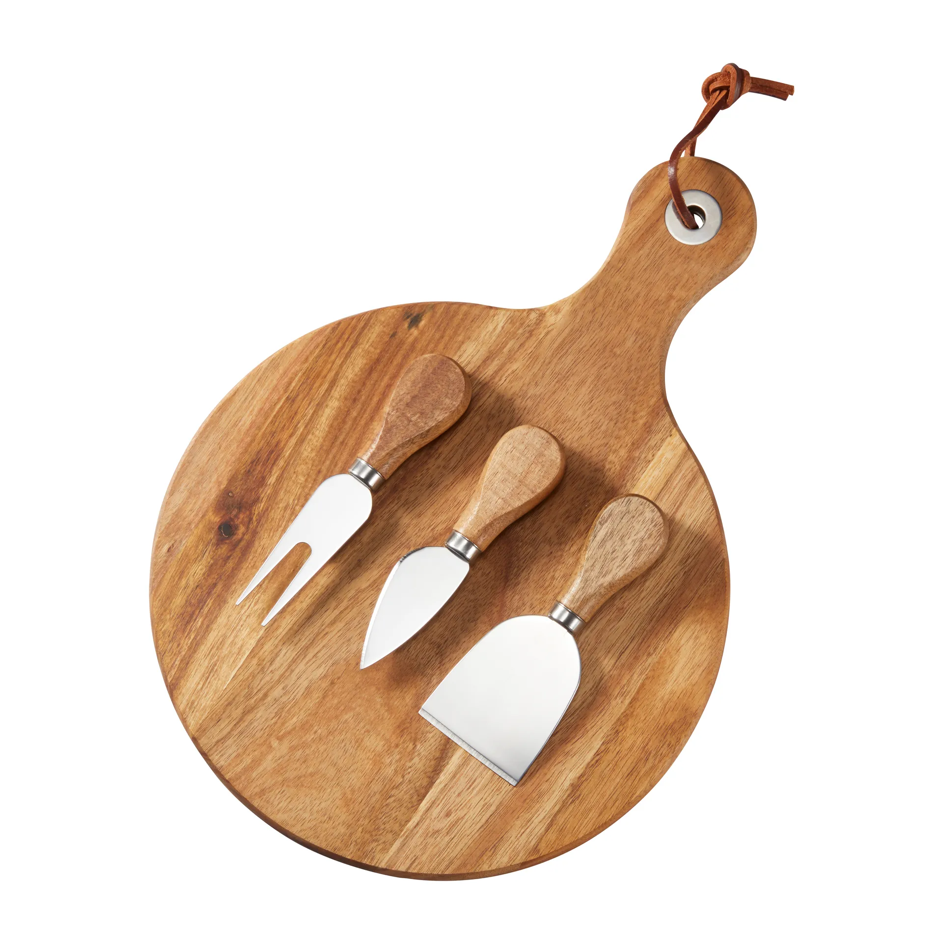 Oline チーズ カッティングボード＆ツール アカシア 4点セット, Ø23 cm Dorre