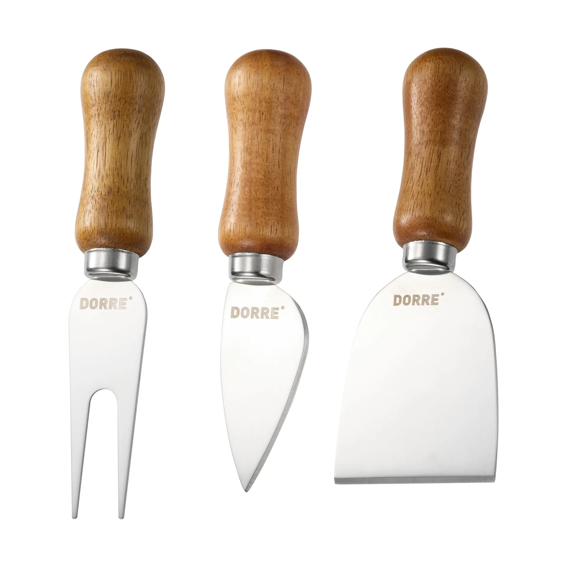 Olva チーズナイフセット, Acacia wood, stainless steel, 3-piece, 13 cm Dorre