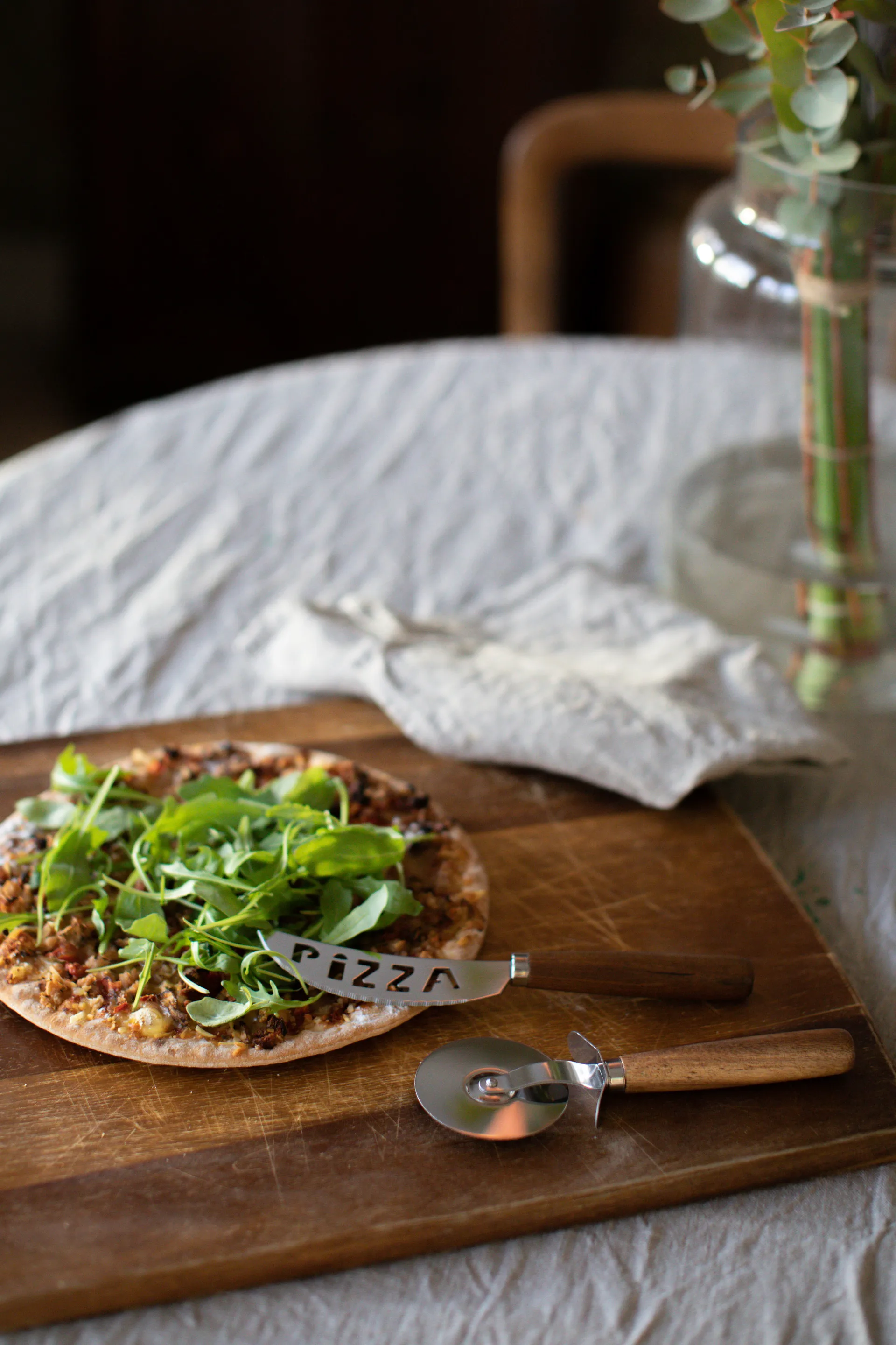 Pino ピザセット ナイフ&ピザカッター, Acacia-stainless steel Dorre