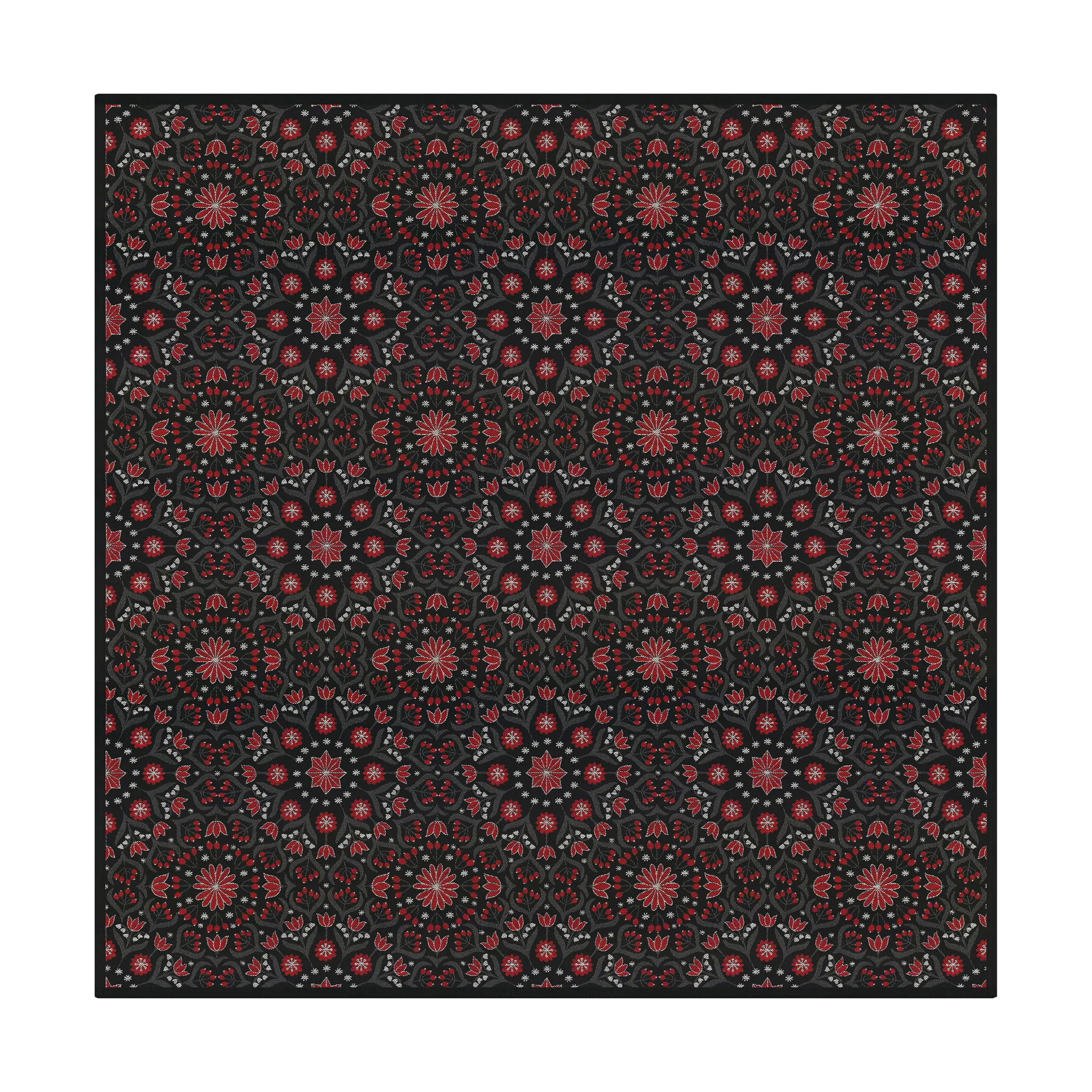 Bettys jul テーブルクロス 145x145 cm, Red-black Ekelund Linneväveri