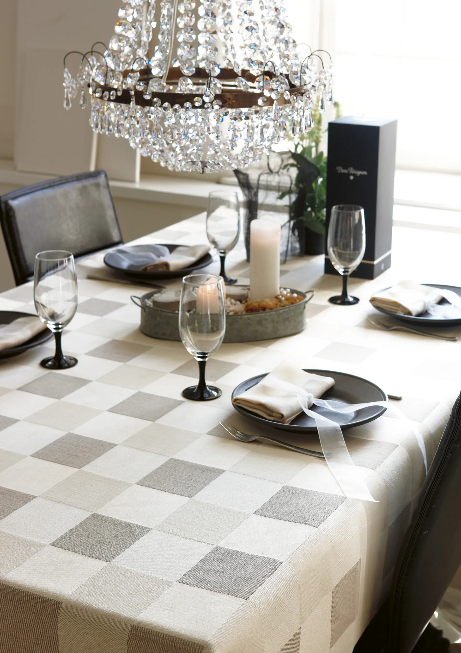 Chess テーブルクロス, 150x300 cm Ekelund Linneväveri