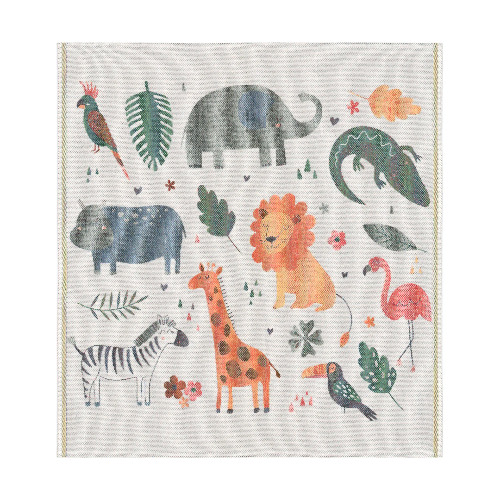 Djungeldjur ベビーブランケット 70x75 cm, Multi Ekelund Linneväveri