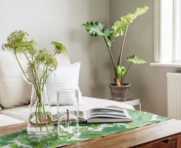 Foliage テーブルランナー 35x120 cm - Green - Ekelund Linneväveri
