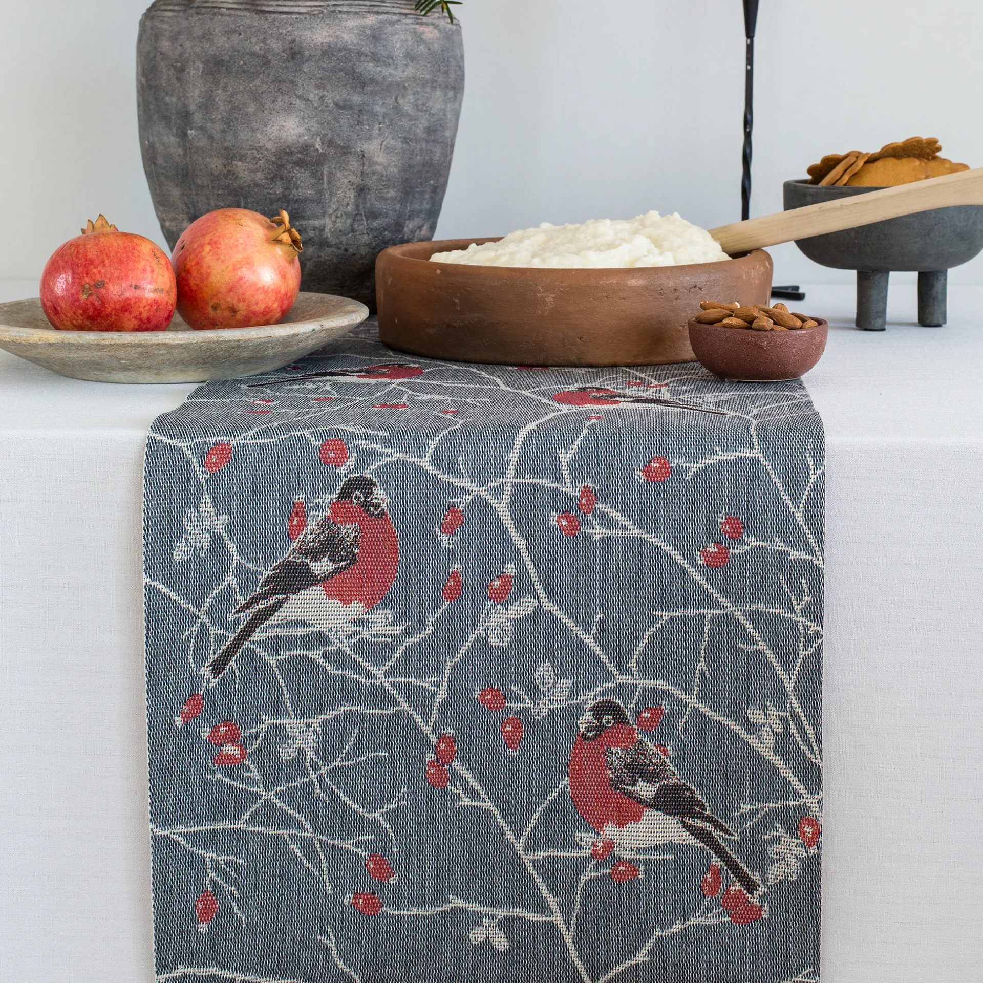 Frostkvist テーブルランナー 35x140 cm, grey Ekelund Linneväveri