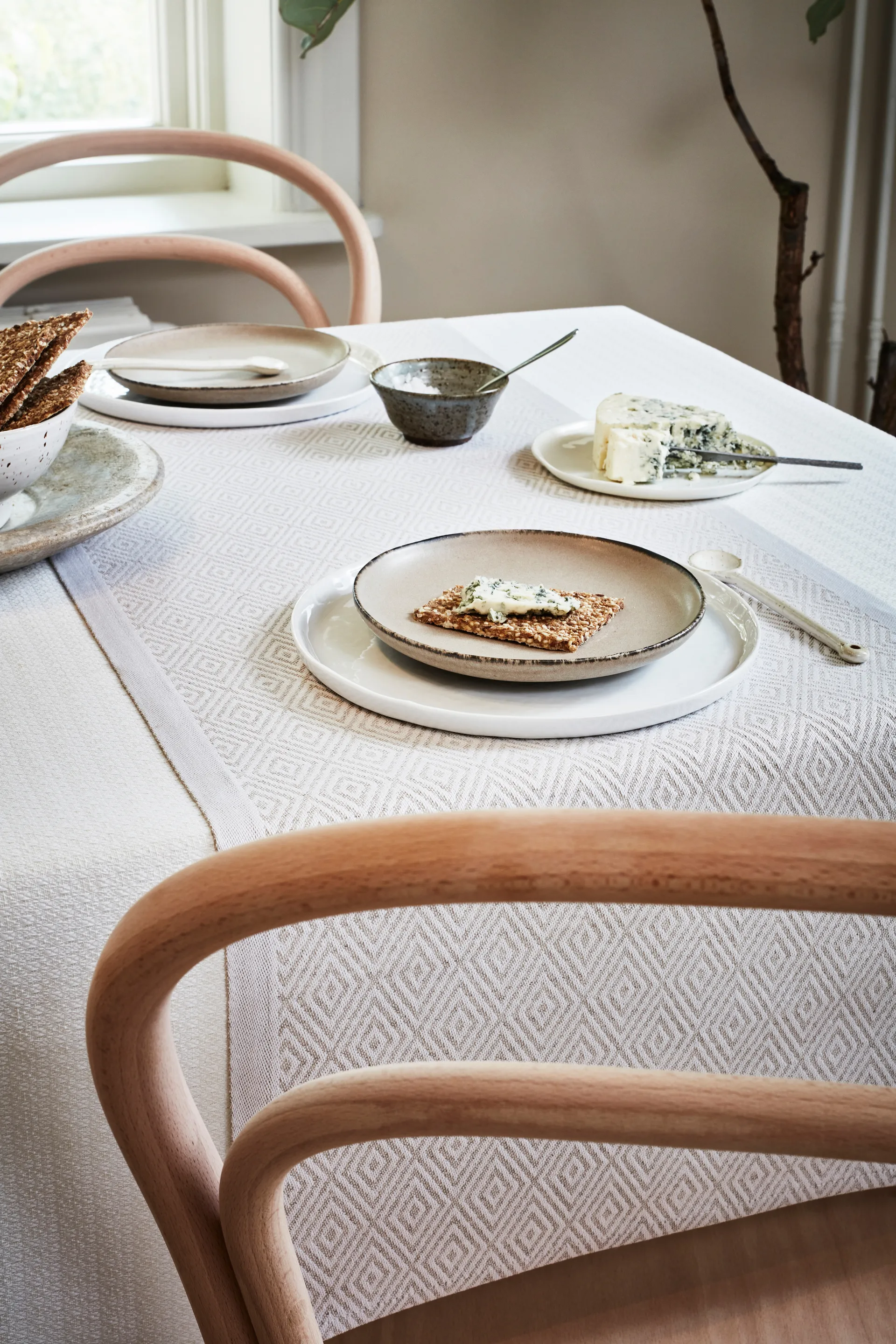 Gåsöga ランナー unbleached, 35x120 cm Ekelund Linneväveri