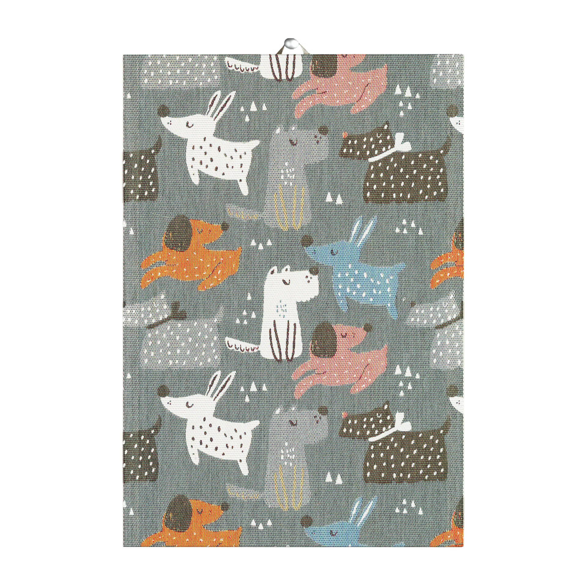 Hundar キッチンタオル 35x50 cm, grey Ekelund Linneväveri
