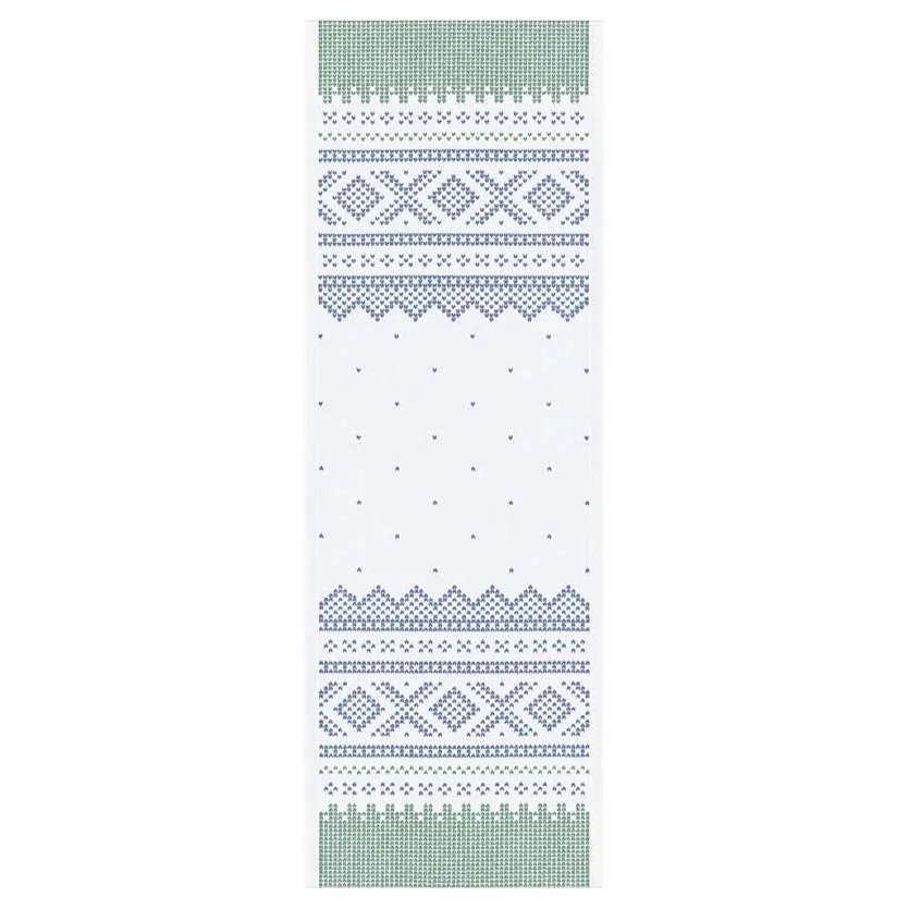 Marius テーブルランナー 35x100 cm, Green-blue Ekelund Linneväveri