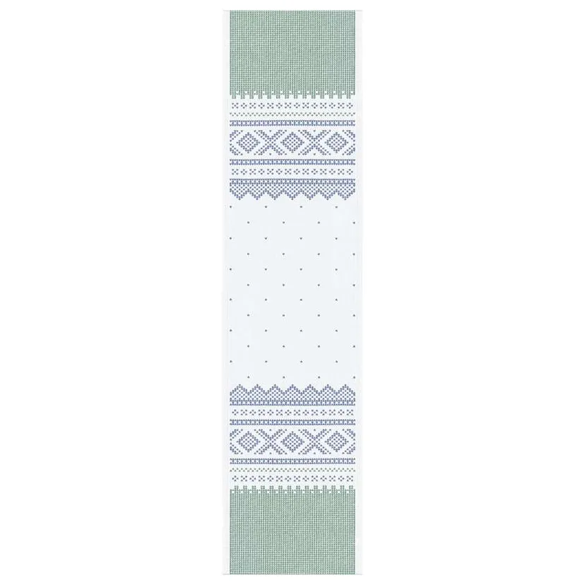 Marius テーブルランナー 35x140 cm, Green-blue Ekelund Linneväveri