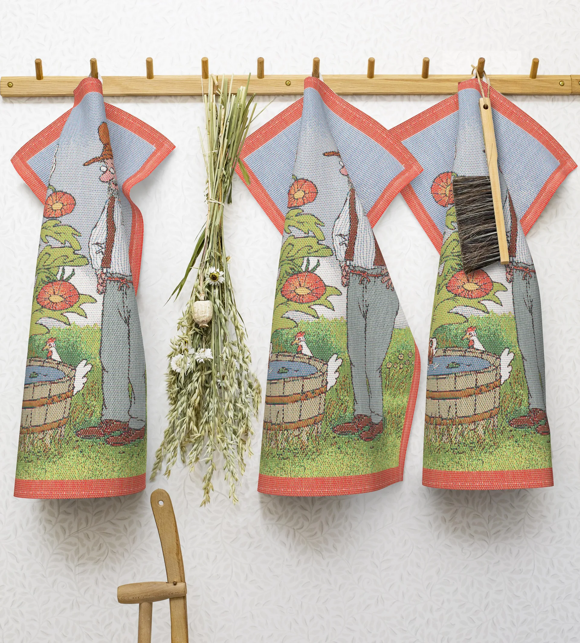 Pettson and Findus キッチンタオル, Findus bathes Ekelund Linneväveri