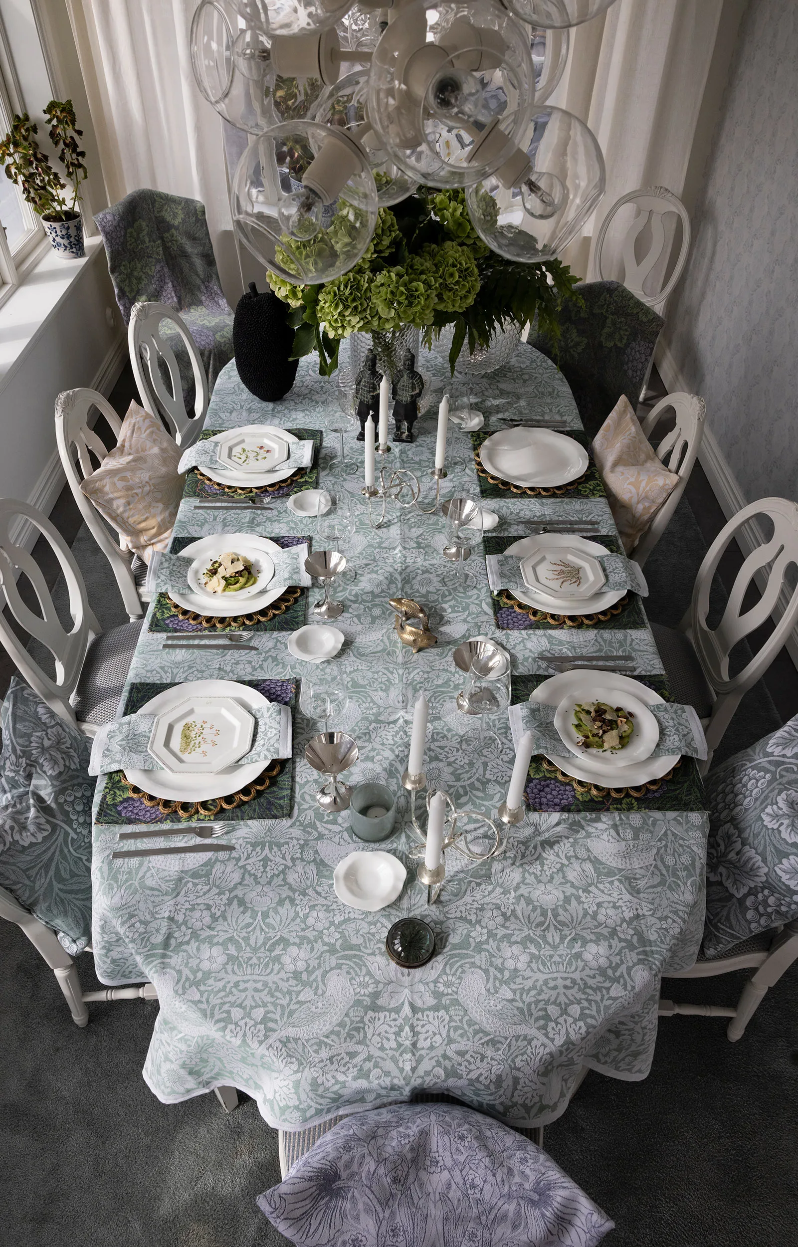 Strawberry Thief ファブリックナプキン 35x35 cm, Green Ekelund Linneväveri