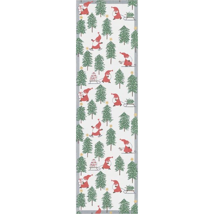 Tomtesprång テーブルランナー 35x120 cm - white-green-red - Ekelund Linneväveri