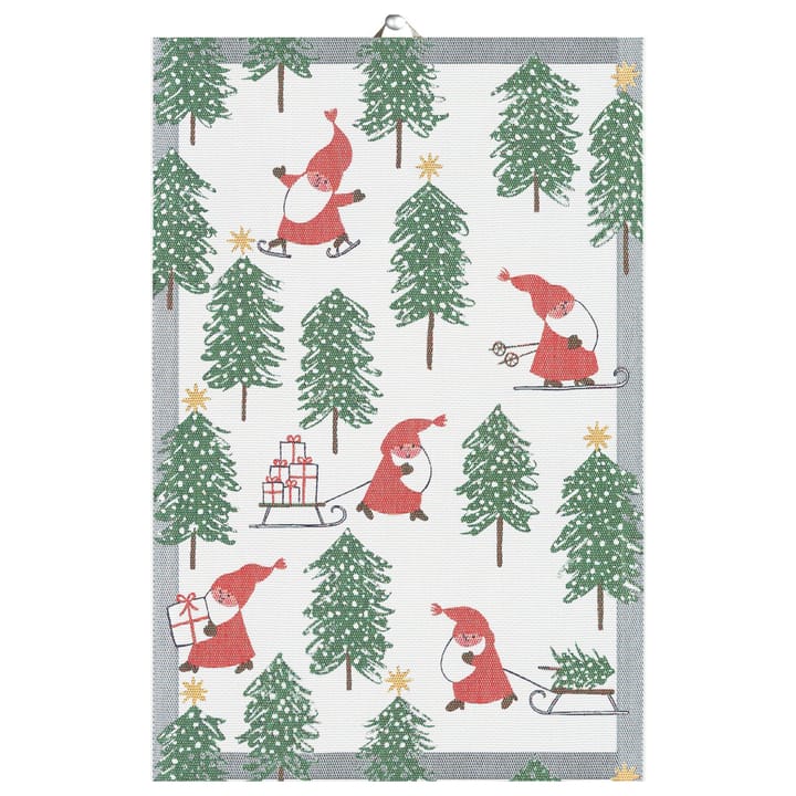 Tomtesprång キッチンタオル 40x60 cm - white-green-red - Ekelund Linneväveri