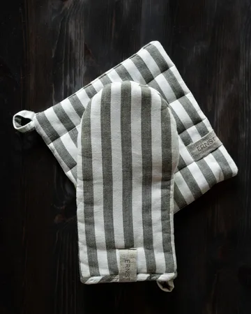 Ernst 鍋つかみ ワイドストライプ 23x25 cm - Sage-white - ERNST | エルンスト