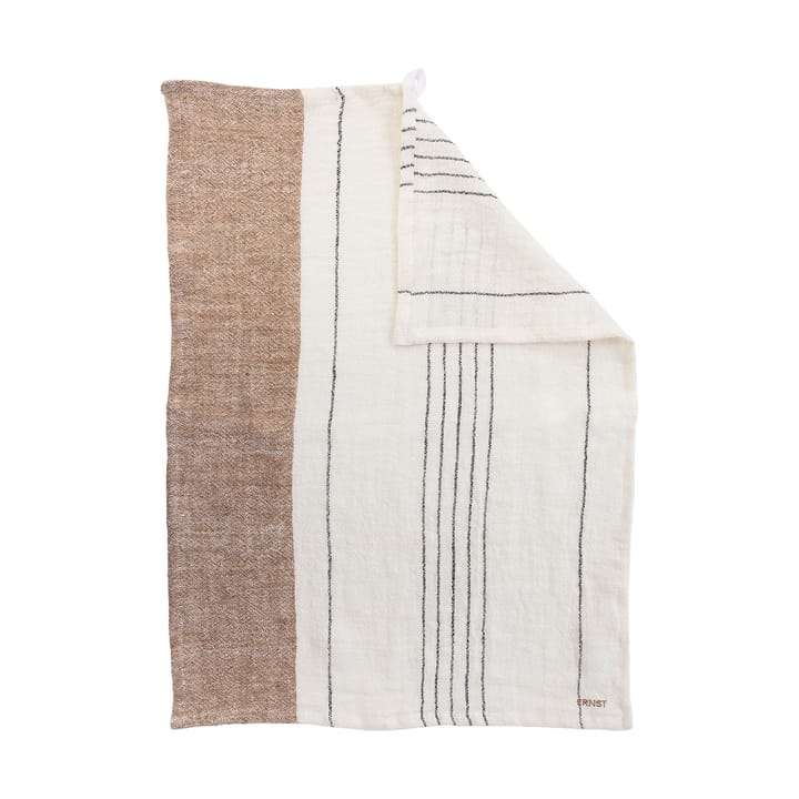 Ernst キッチンタオル ハーフリネン 47x70 cm - Multirand white - ERNST | エルンスト