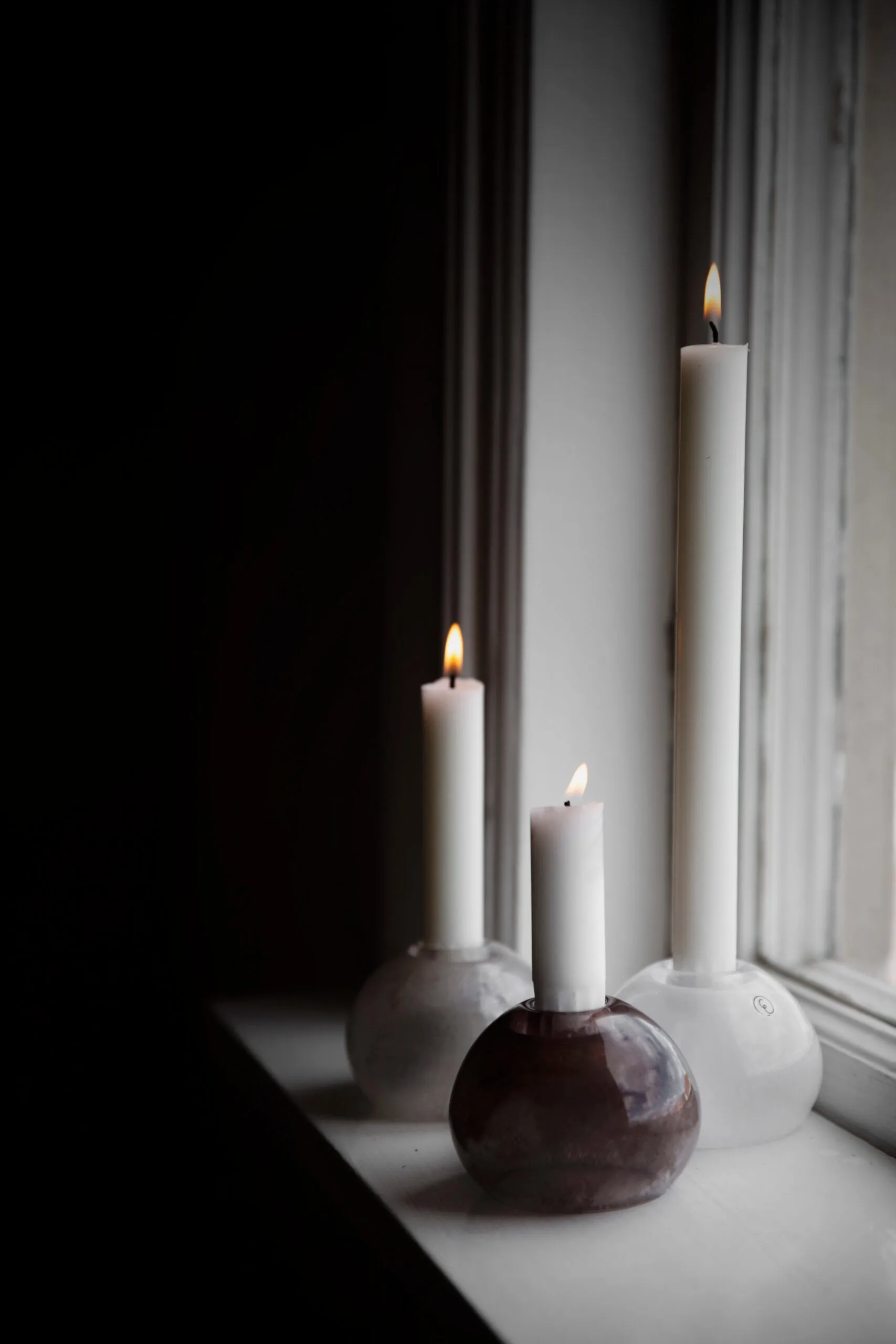 Ernst キャンドルスティック ガラス Ø9 cm, White ERNST | エルンスト