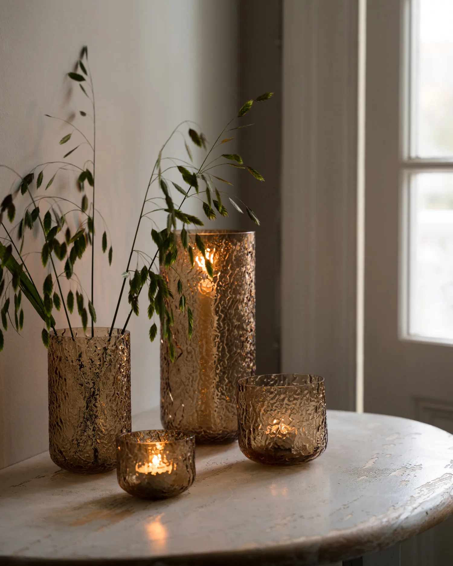 Ernst パターン入り花瓶 / キャンドルホルダー, Amber, Ø8x6 cm ERNST | エルンスト