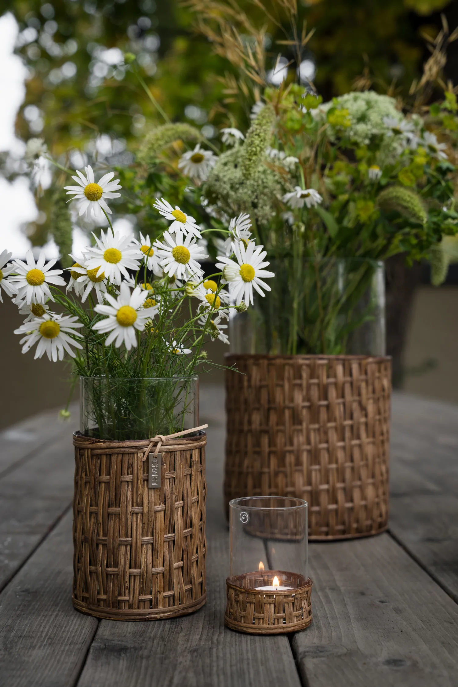 Ernst ベース／ティーライトホルダー バスケット入り, Dark brown, Ø10x18 cm ERNST | エルンスト