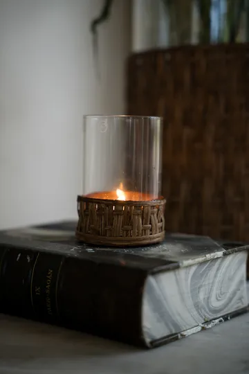 Ernst ベース／ティーライトホルダー バスケット入り - Dark brown, Ø7x8.5 cm - ERNST | エルンスト