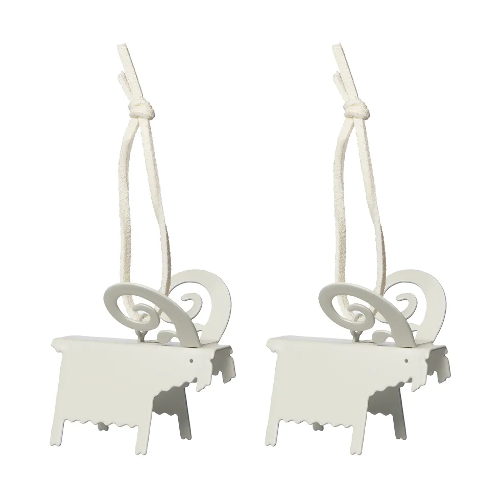 Ernst クリスマスオーナメント goat 2点セット, White 5 cm ERNST | エルンスト
