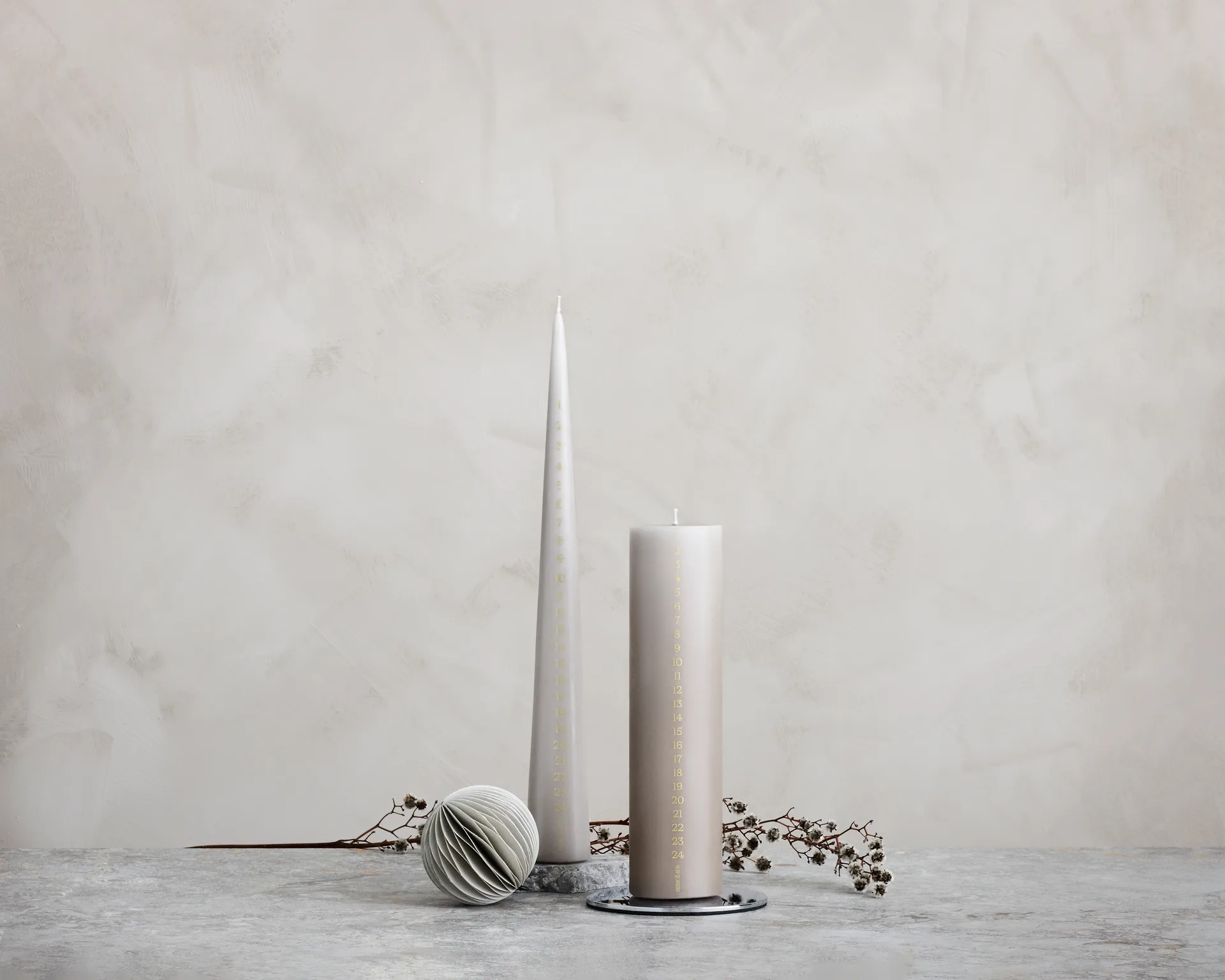 ester & erik アドベントキャンドル 25 cm, 22 linen grey ester & erik | エスター & エリック
