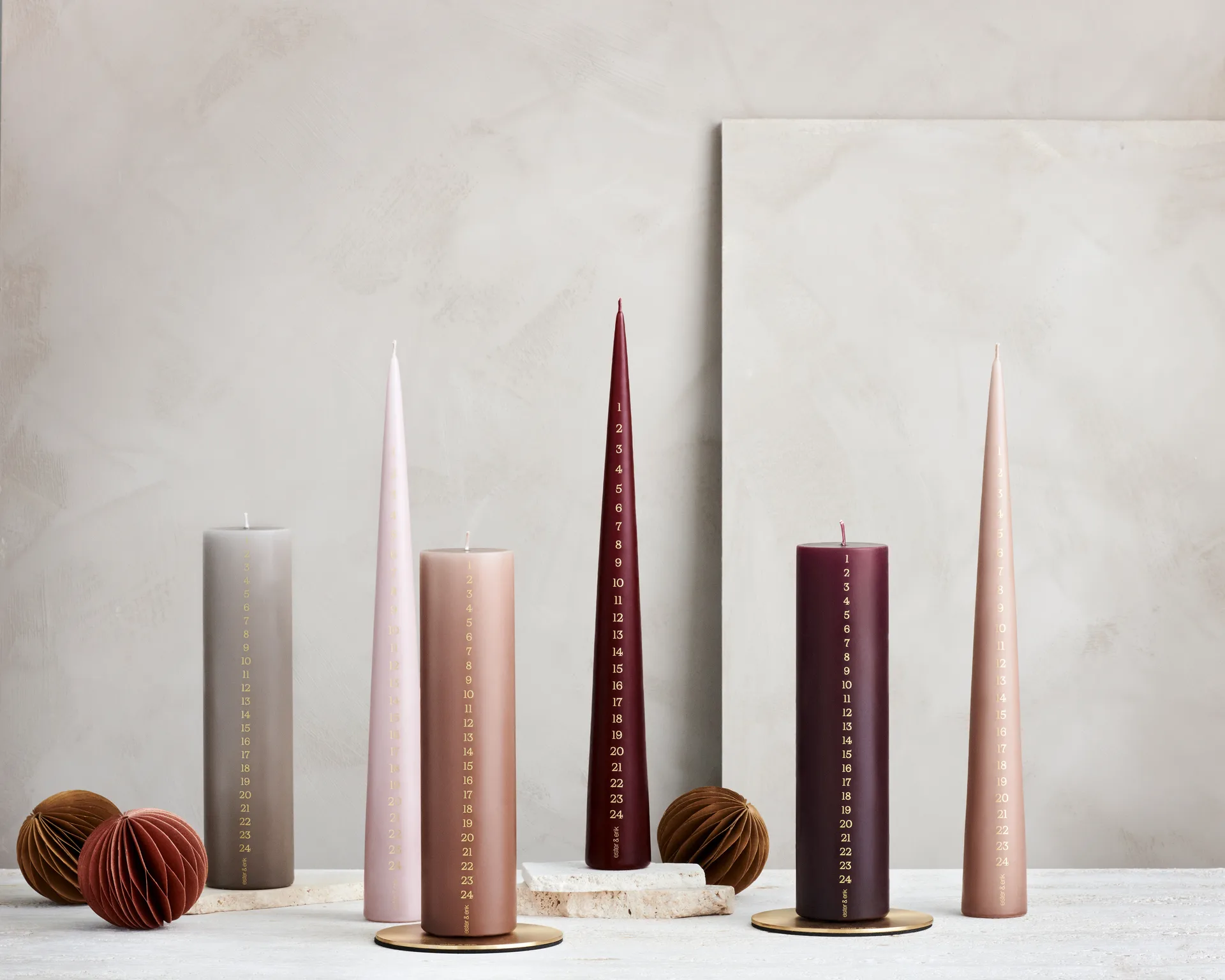 ester & erik アドベントキャンドル 25 cm, 44/2 deep wine ester & erik | エスター & エリック