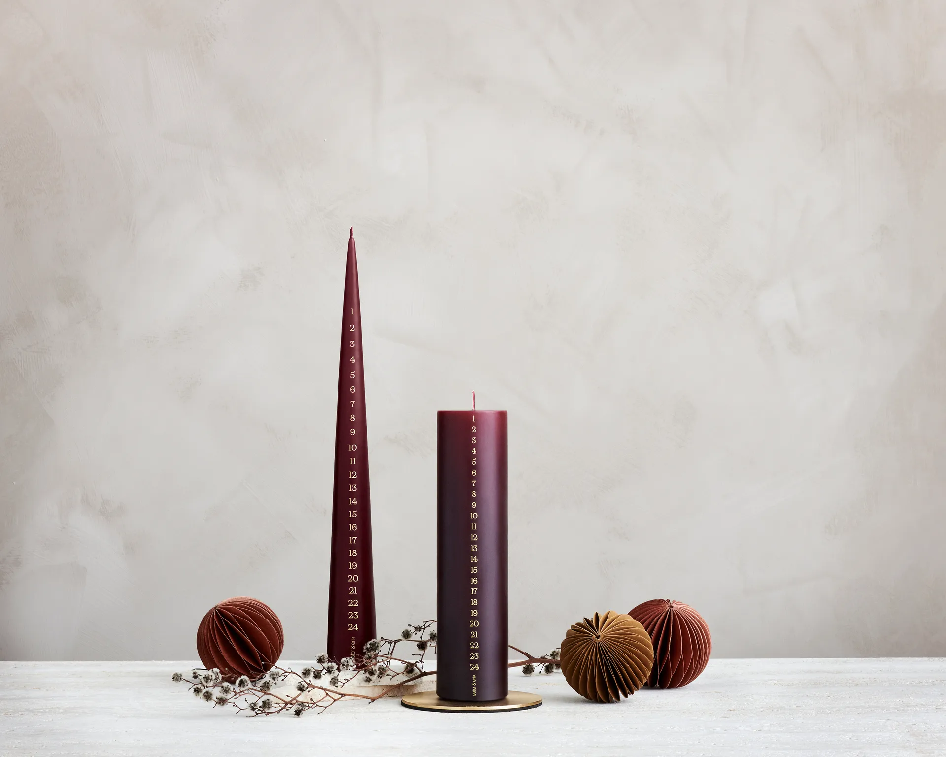 ester & erik アドベントキャンドル 37 cm, 44/2 deep wine ester & erik | エスター & エリック