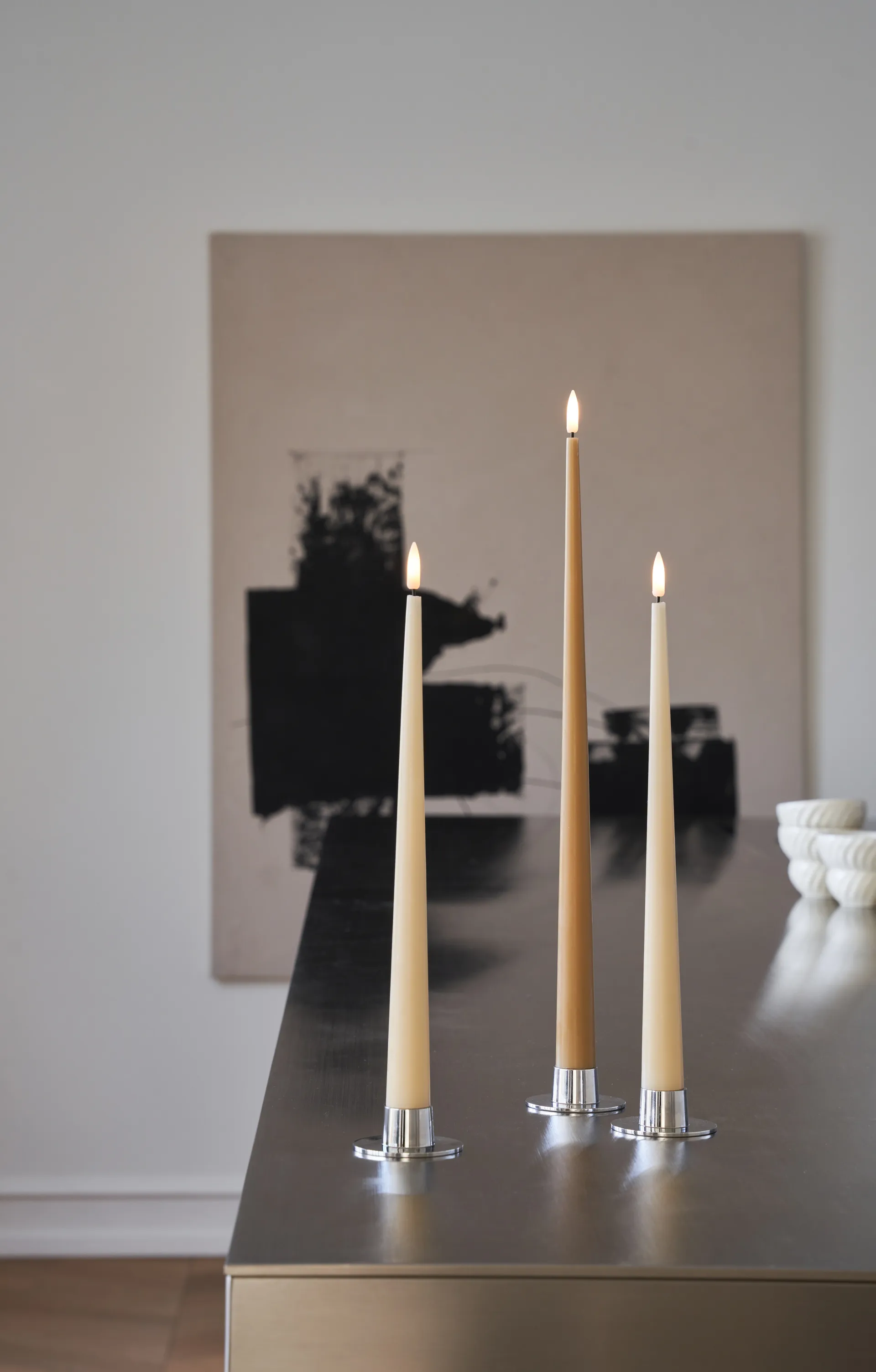 ester & erik テーパードキャンドル LED 2本, 27 Almond butter, 40 cm ester & erik | エスター & エリック