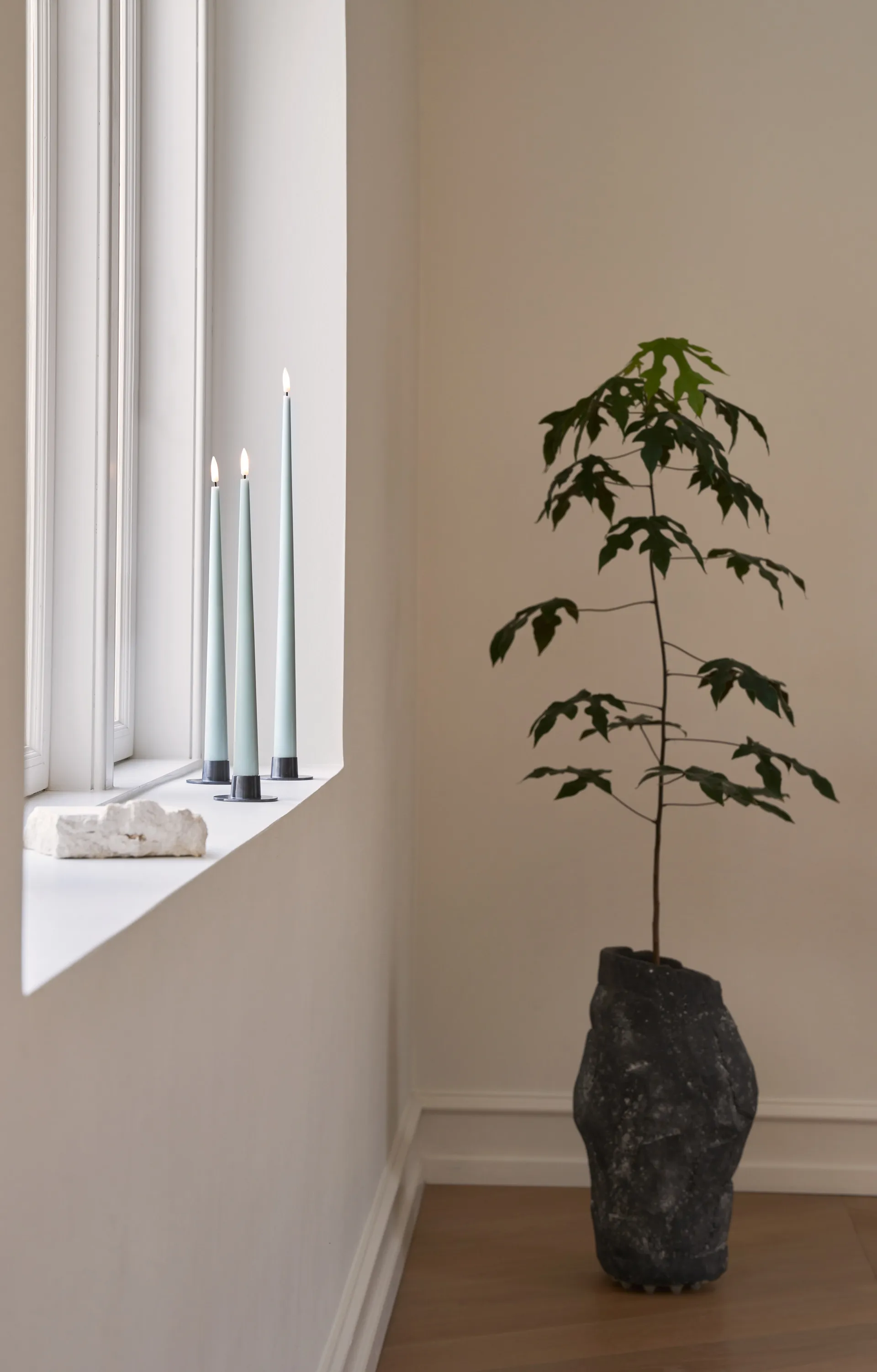 ester & erik テーパードキャンドル LED 2本, 67 Jade stone, 40 cm ester & erik | エスター & エリック