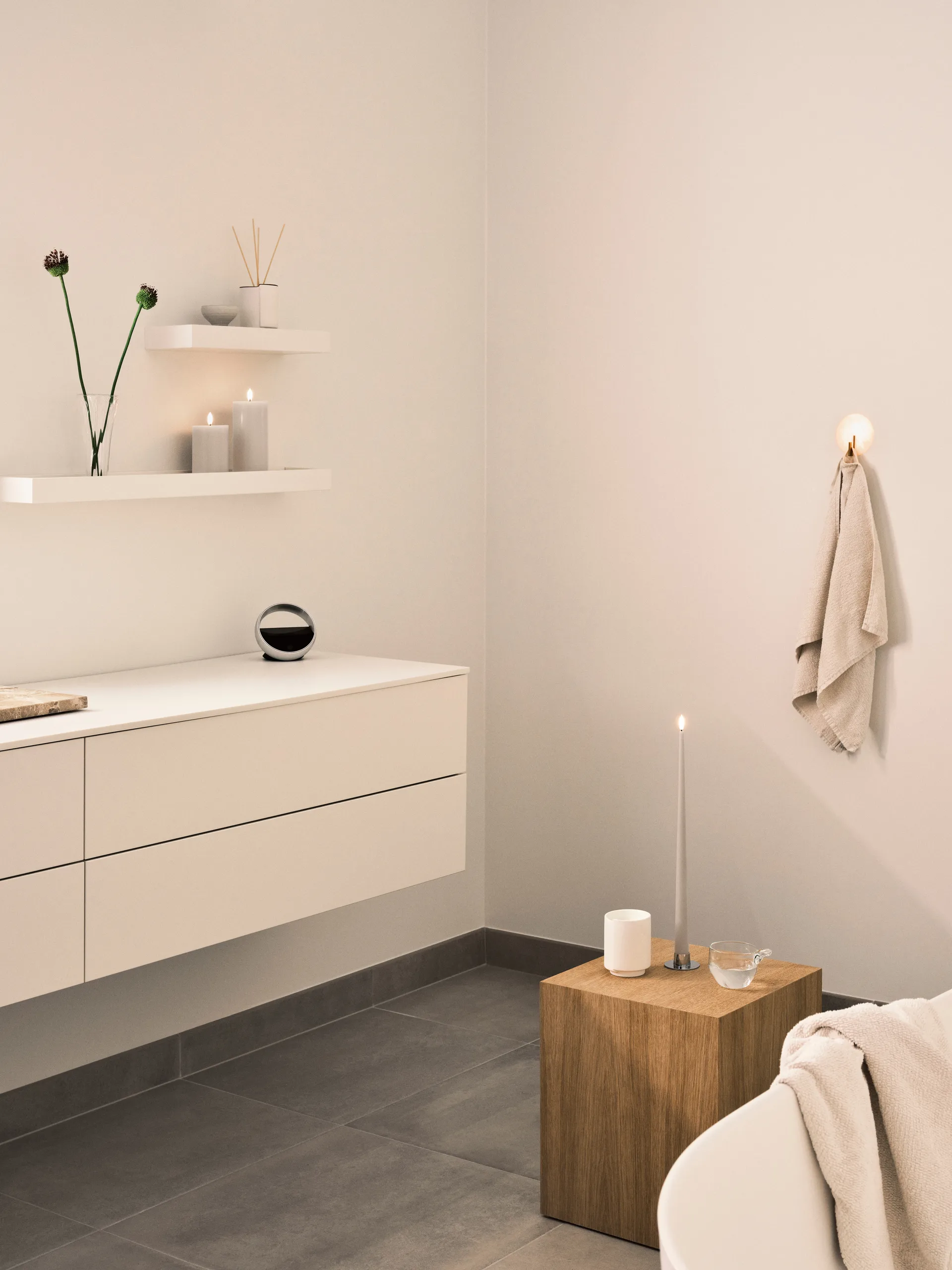 ester & erik ブロックキャンドル LED, 22 Linen Grey, 15 cm ester & erik | エスター & エリック