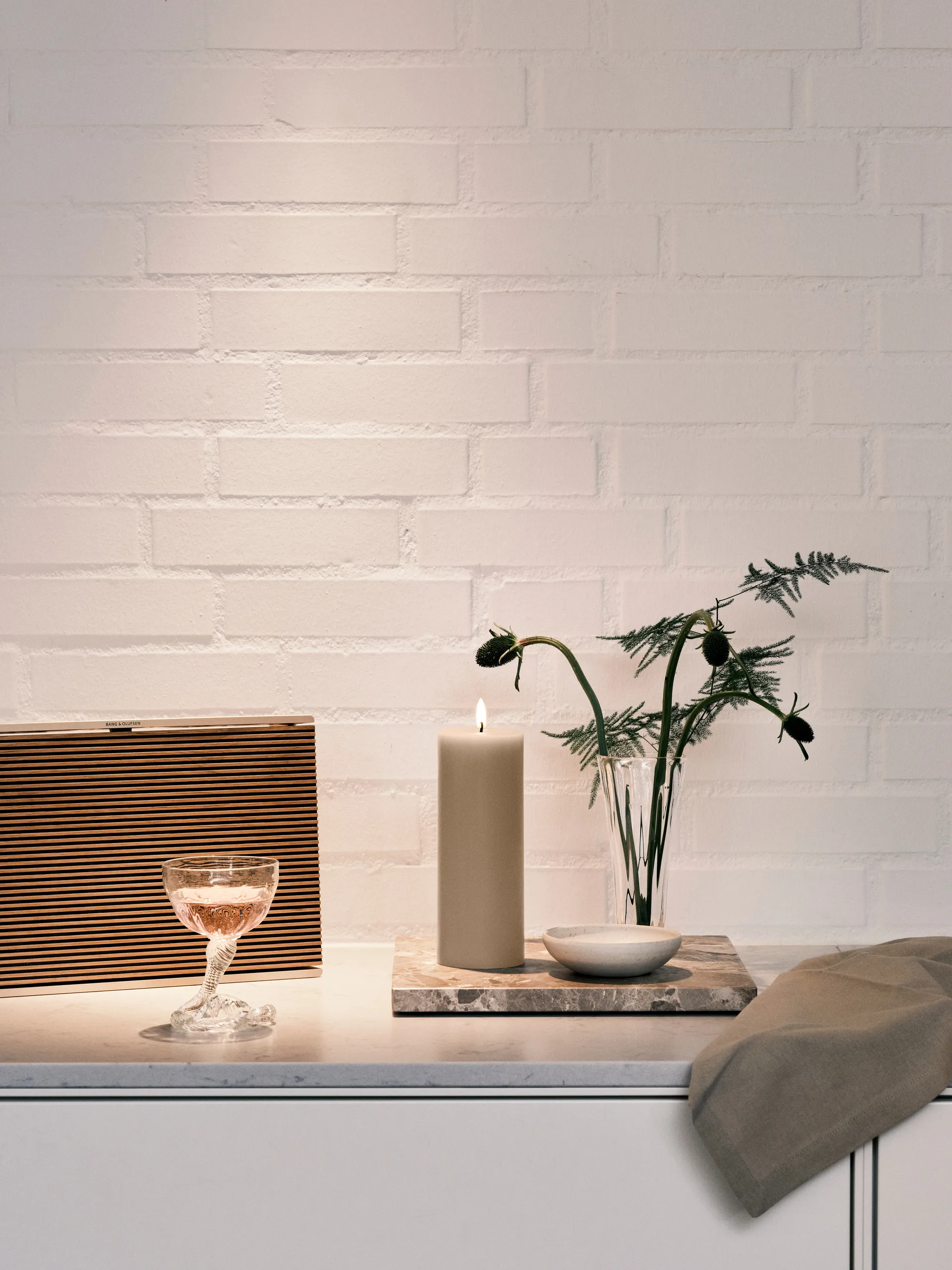 ester & erik ブロックキャンドル LED, 22 Linen Grey, 20 cm ester & erik | エスター & エリック