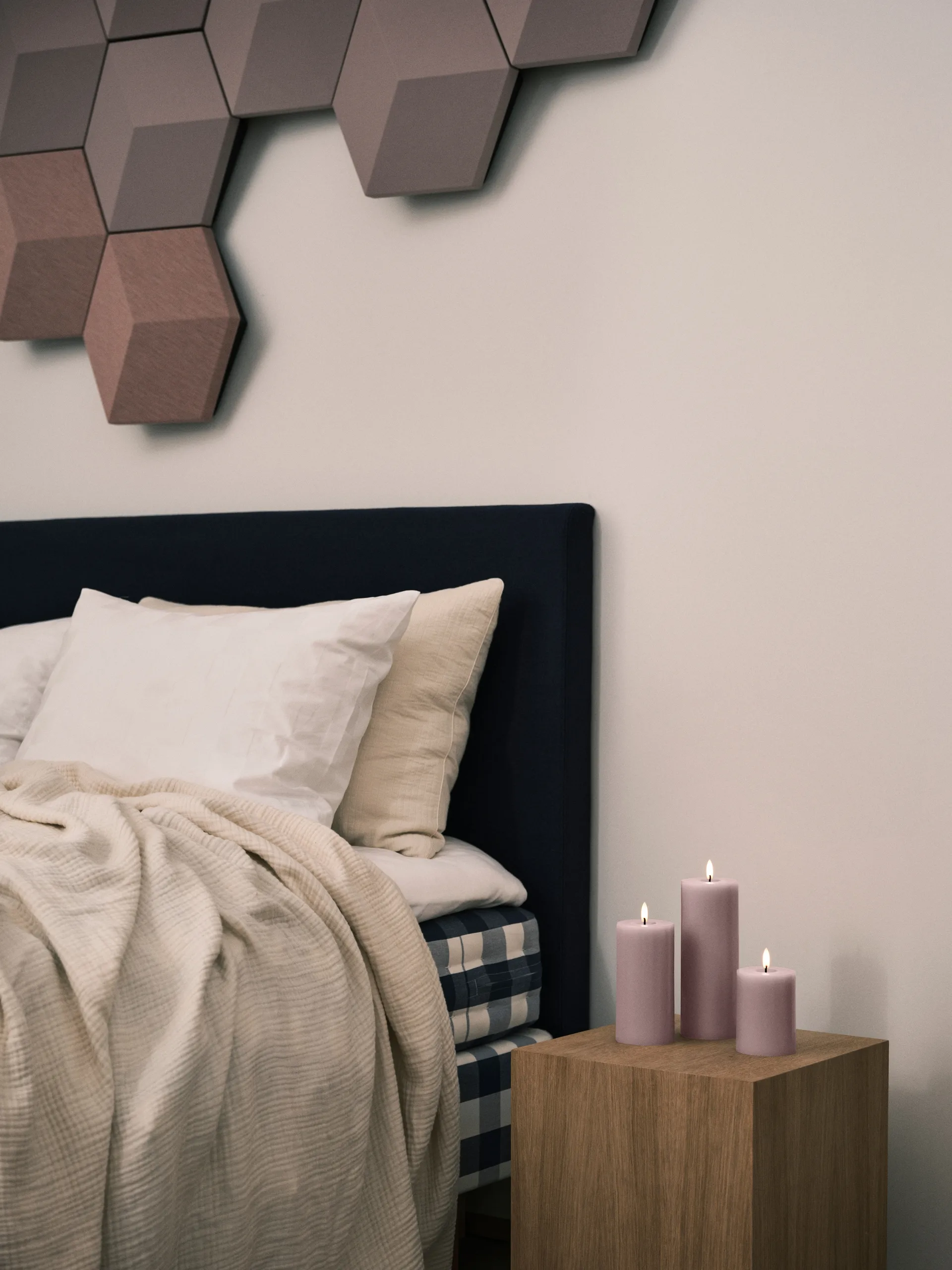 ester & erik ブロックキャンドル LED, 52 Soft Rose, 15 cm ester & erik | エスター & エリック