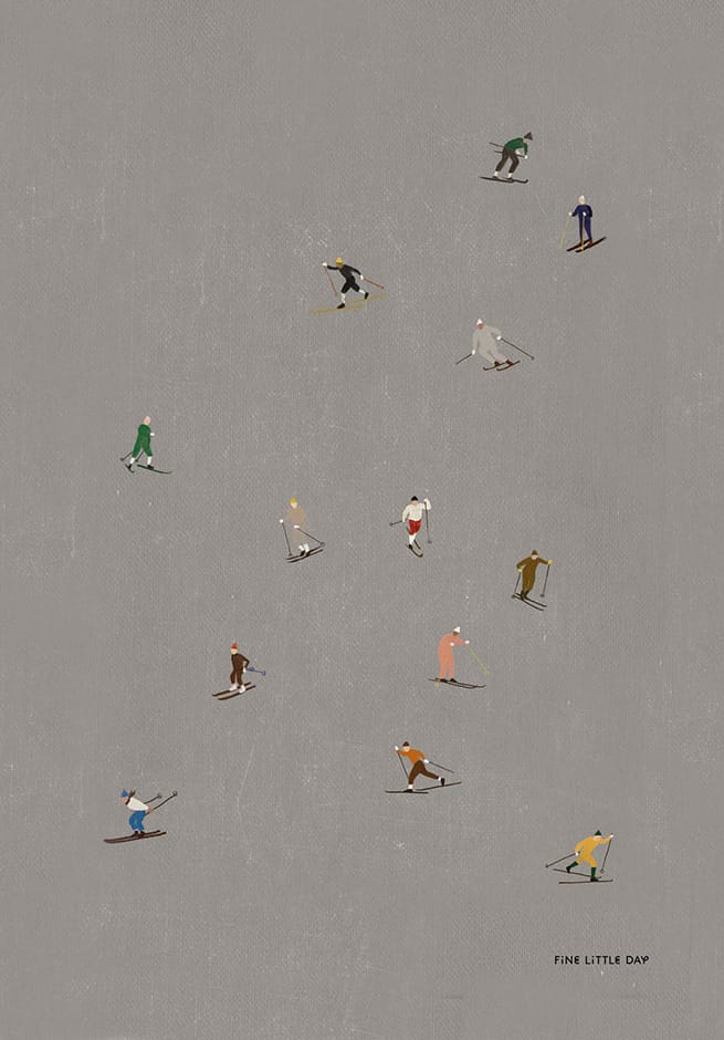 スキーヤーポスター 50x70 cm - grey - Fine Little Day | ファインリトルデイ