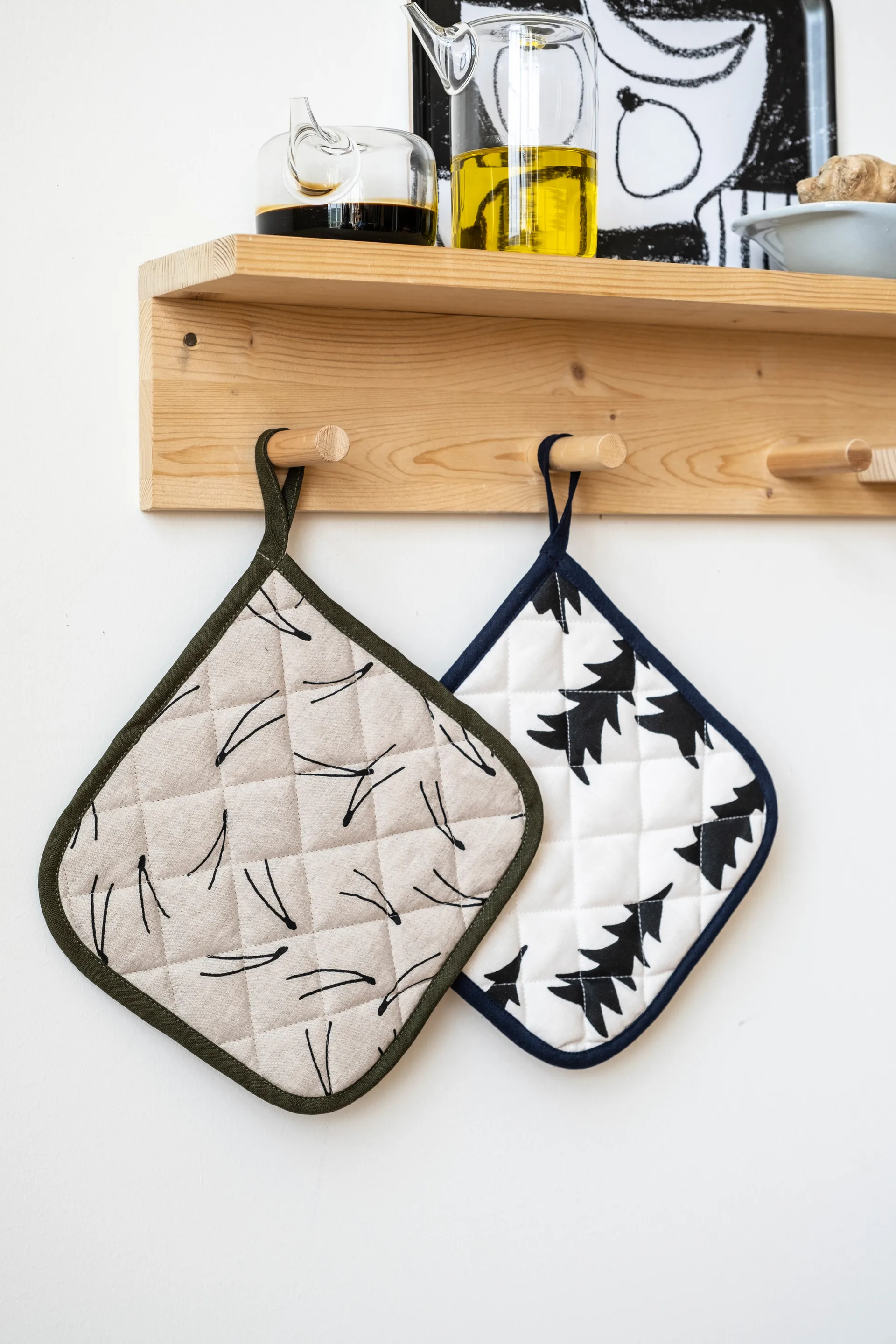 Barr キルト オーブンミット 21x21 cm, Natural-black Fine Little Day | ファインリトルデイ