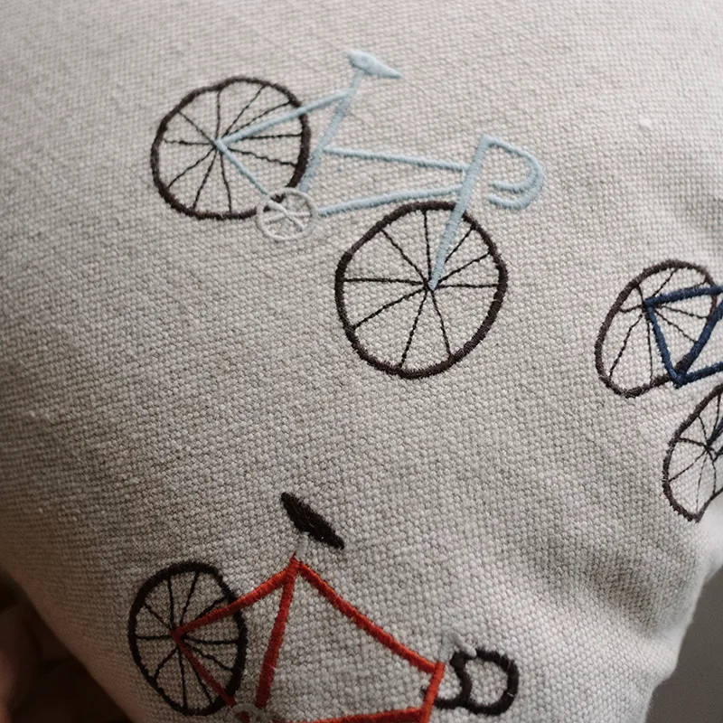 Bicycles クッションカバー 48x48 cm, beige Fine Little Day | ファインリトルデイ
