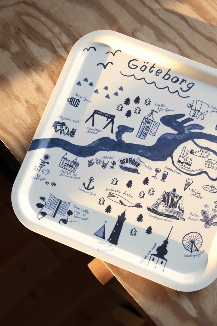 Gothenburg トレイ 32x32 cm, White-Blue Fine Little Day | ファインリトルデイ