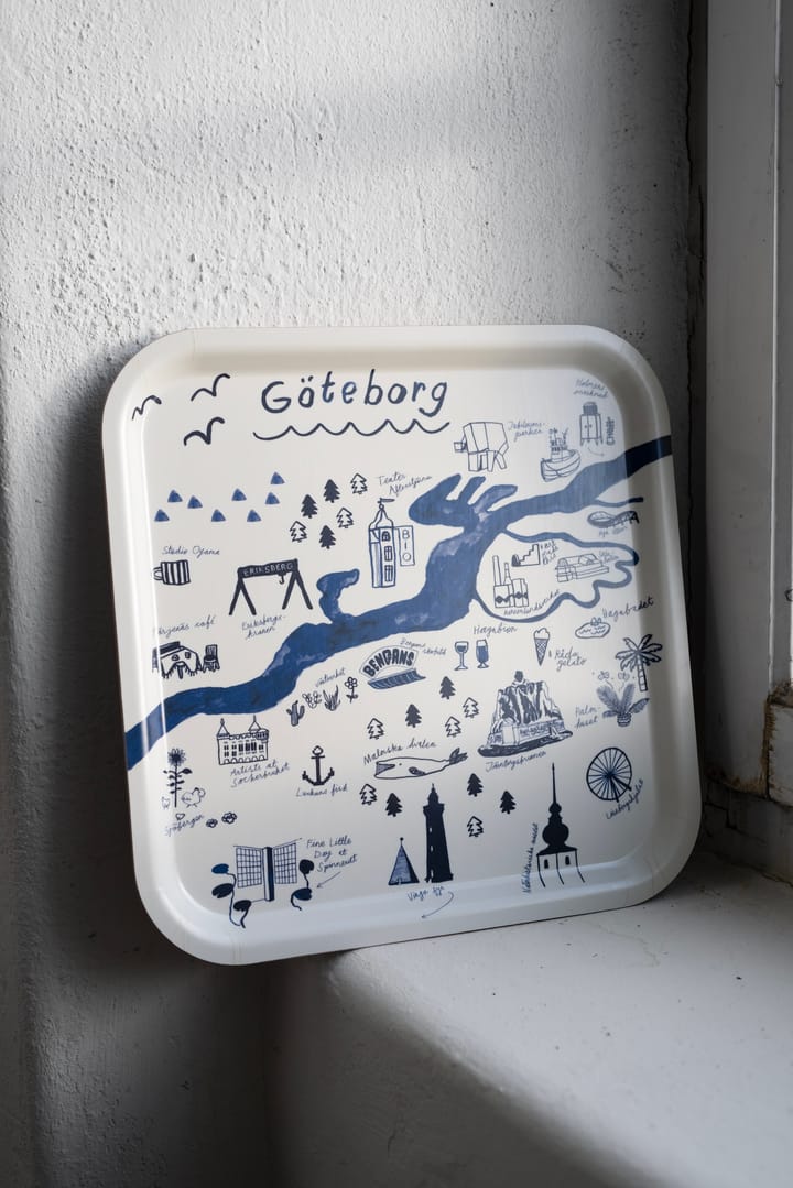 Gothenburg トレイ 32x32 cm - White-Blue - Fine Little Day | ファインリトルデイ