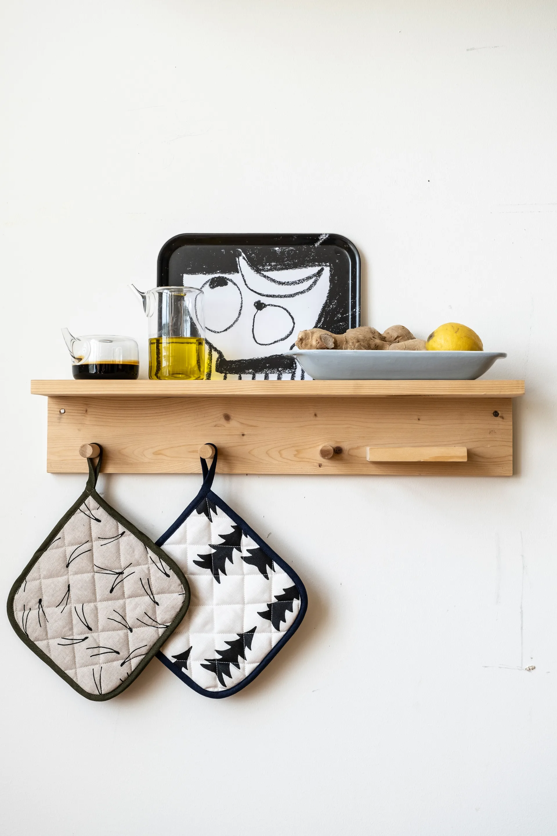 Gran キルト オーブンミット 21x21 cm, White-black Fine Little Day | ファインリトルデイ