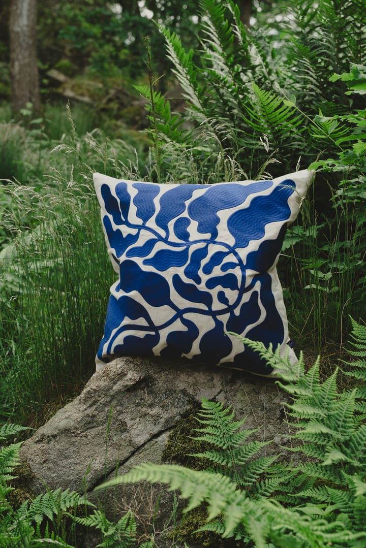 Leaves クッションカバー 刺繍 48x48 cm, Blue Fine Little Day | ファインリトルデイ