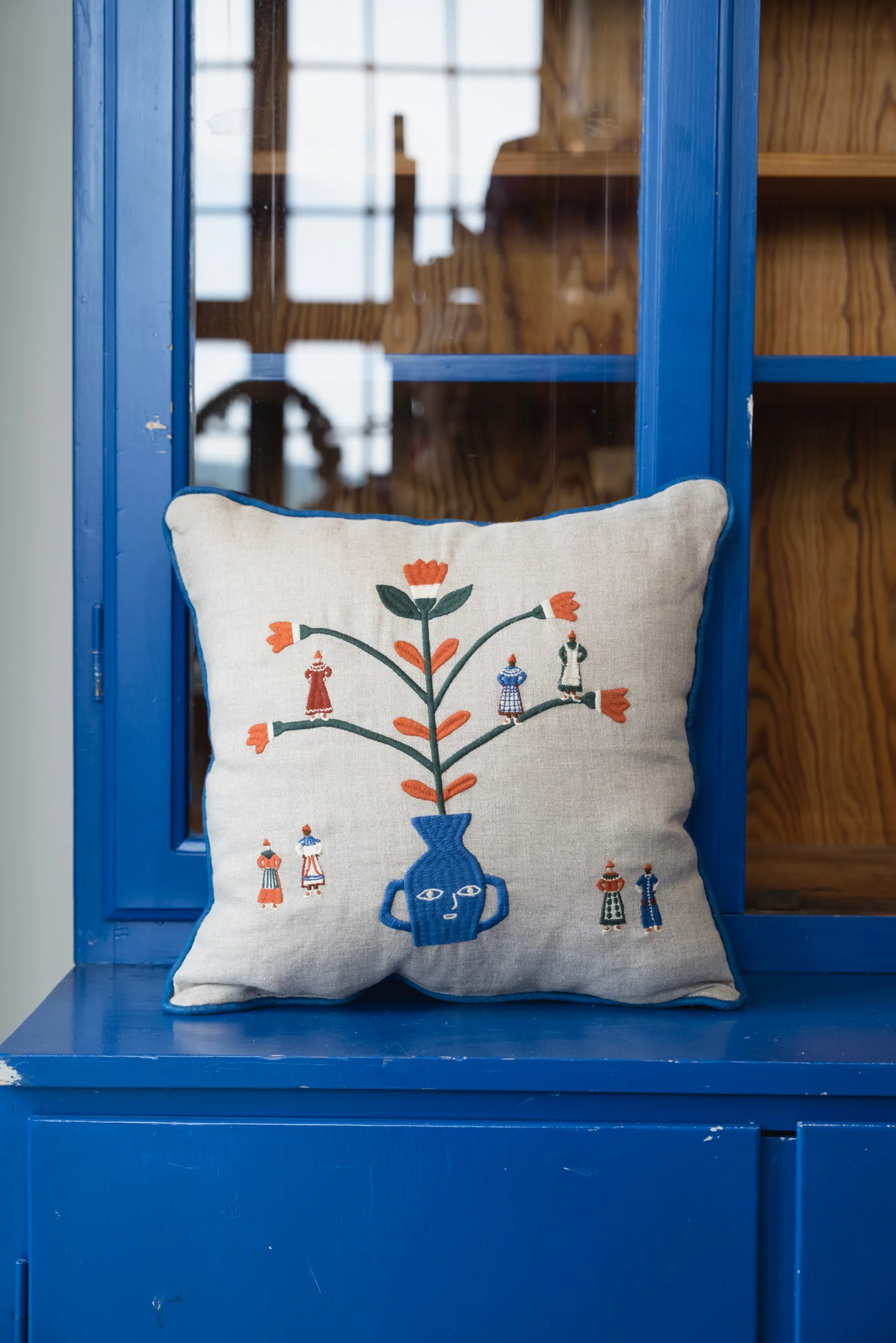 Seasonal ピローケース 38x38 cm, Natural-blue Fine Little Day | ファインリトルデイ