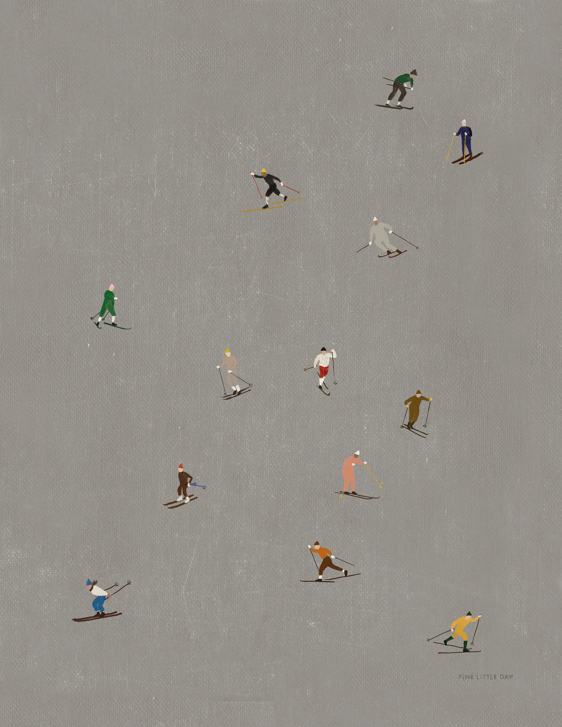 Skiers ポスター 40x50 cm, Grey Fine Little Day | ファインリトルデイ