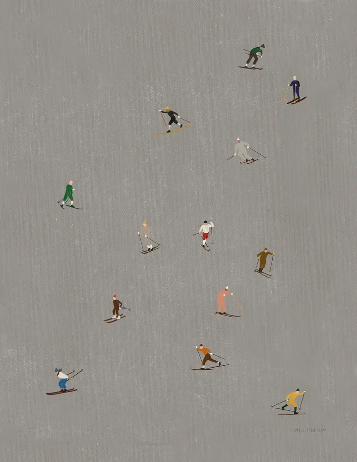 Skiers ポスター 40x50 cm - Grey - Fine Little Day | ファインリトルデイ