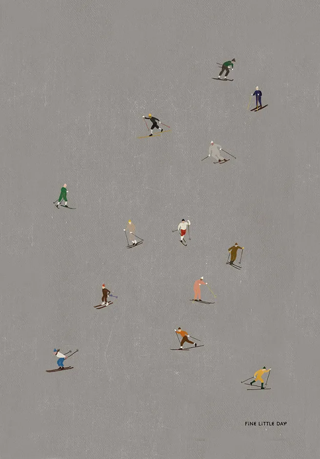 Skiers ポスター 50x70 cm, Grey Fine Little Day | ファインリトルデイ