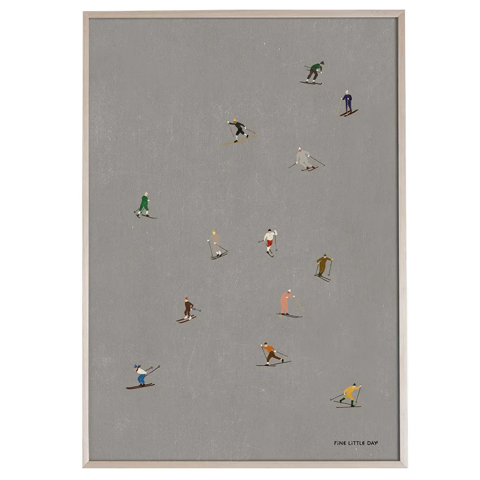 Skiers ポスター 50x70 cm, Grey Fine Little Day | ファインリトルデイ