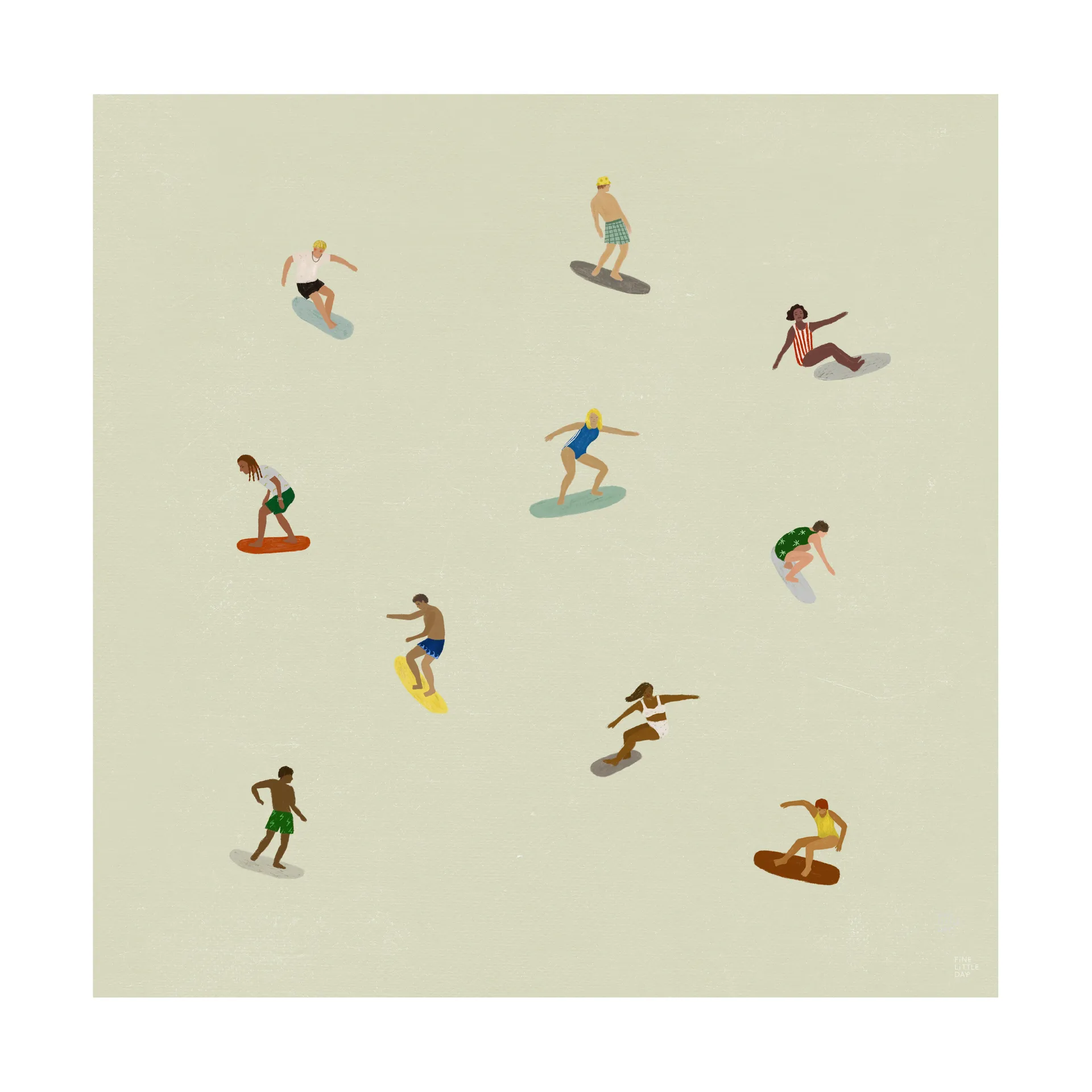 Surfers ポスター, Beige, 40x40 cm Fine Little Day | ファインリトルデイ