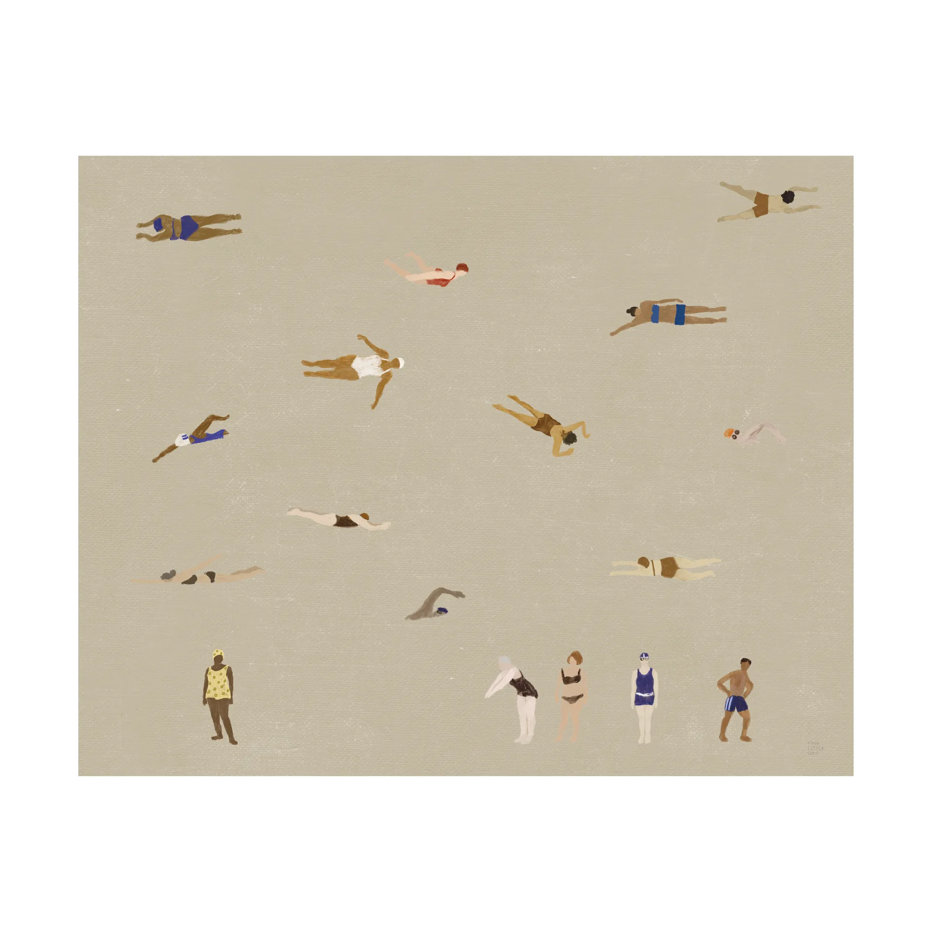 Swimmers ポスター, Beige, 40x50 cm Fine Little Day | ファインリトルデイ