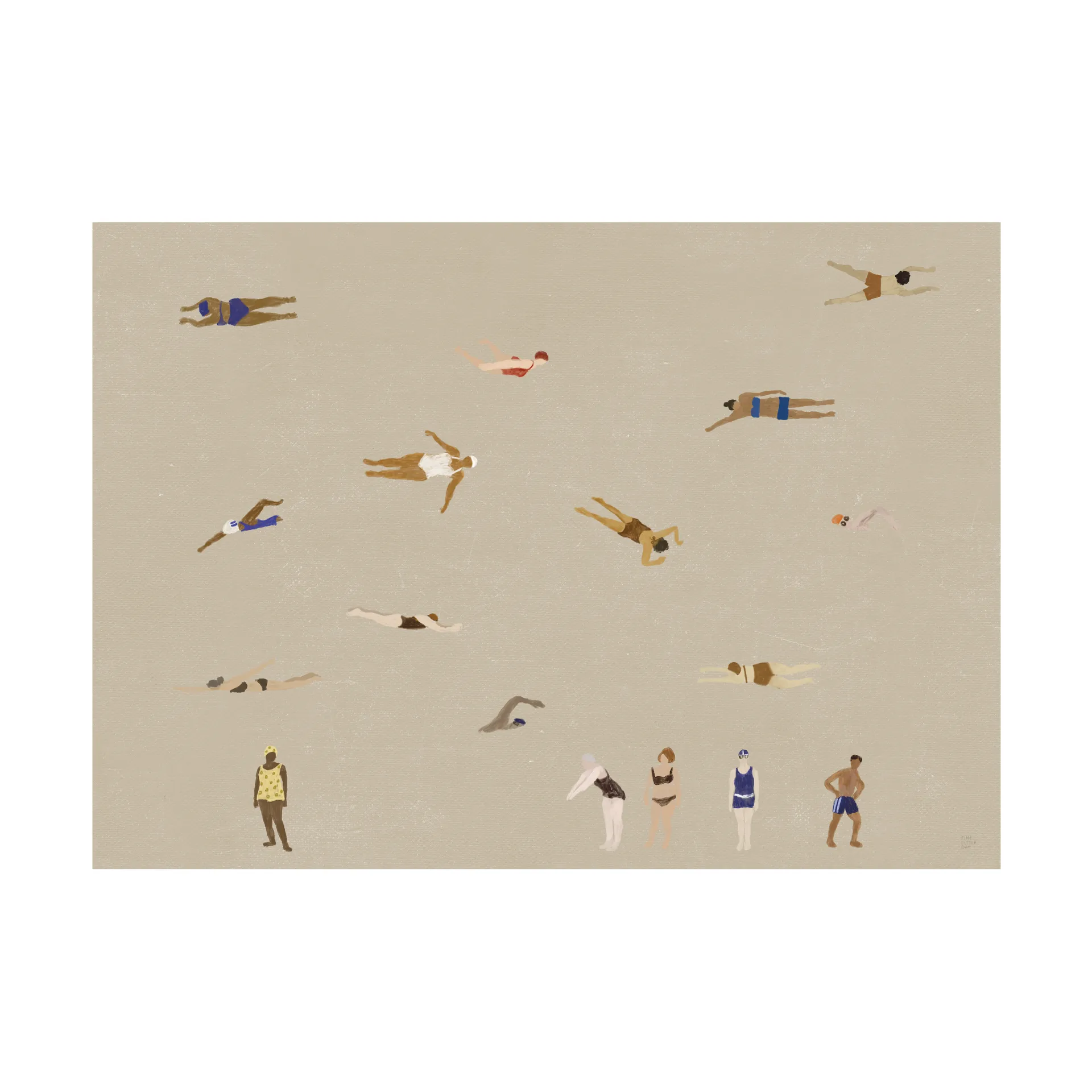Swimmers ポスター, Beige, 50x70 cm Fine Little Day | ファインリトルデイ