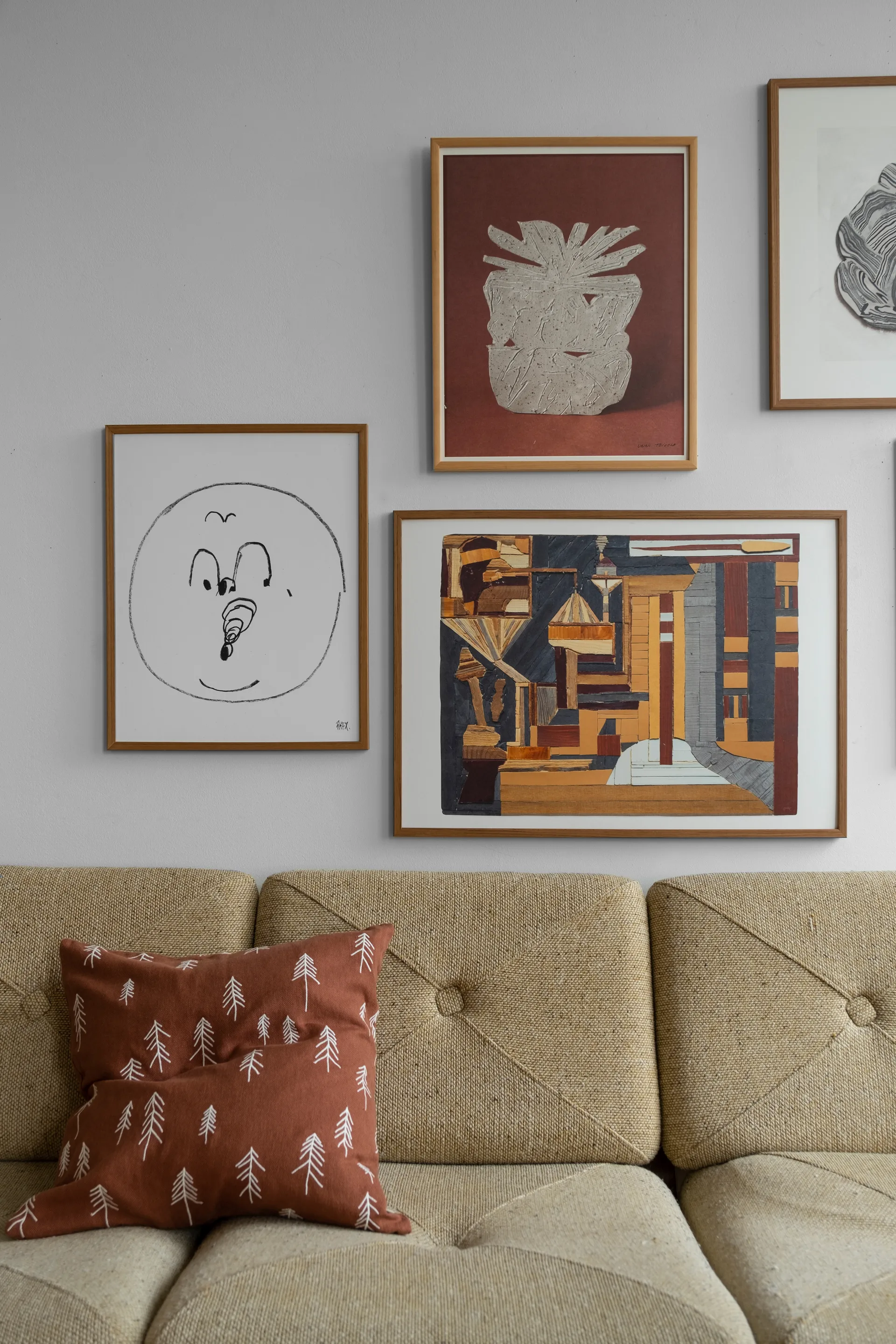 Tall クッションカバー 48x48 cm, Terracotta-white Fine Little Day | ファインリトルデイ